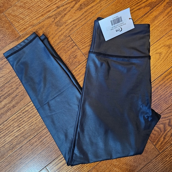 ZYIA Black Metallic Light n Tight Hi-Rise 7/8 24" Leggings - Size 8-10 - NWT - Picture 1 of 6